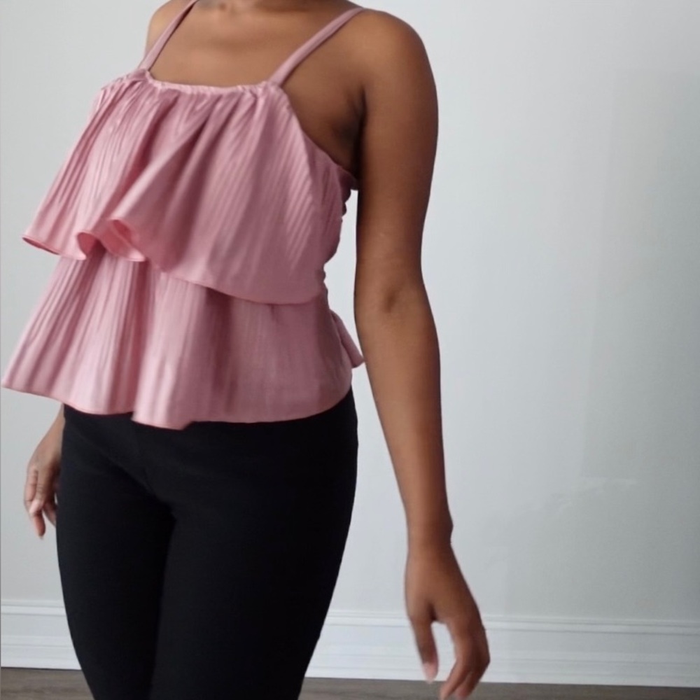 New Fashion Pink Ruffled Women's Top